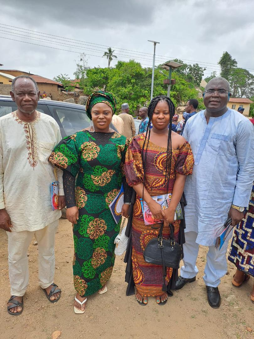 Delegation of Akoko Edo Forum at the burial of madam Otaru. From left Philip K. Moses member agric committee Ms. Edith Ayede member Select Committee Ms.Precious Amedu secretariat 1