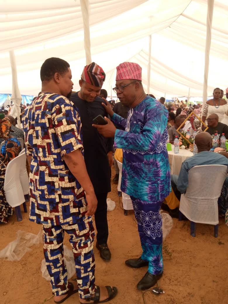 From Left Reuben Okogbe PA to SSG Edo State Donald Okogbe member elect Edo State House of Assembly and Valentino Buoro publisher Akoko Edo Community Newspaper at the event